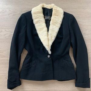 1940s 1930s Deco Black Couture Fur Suit Jacket